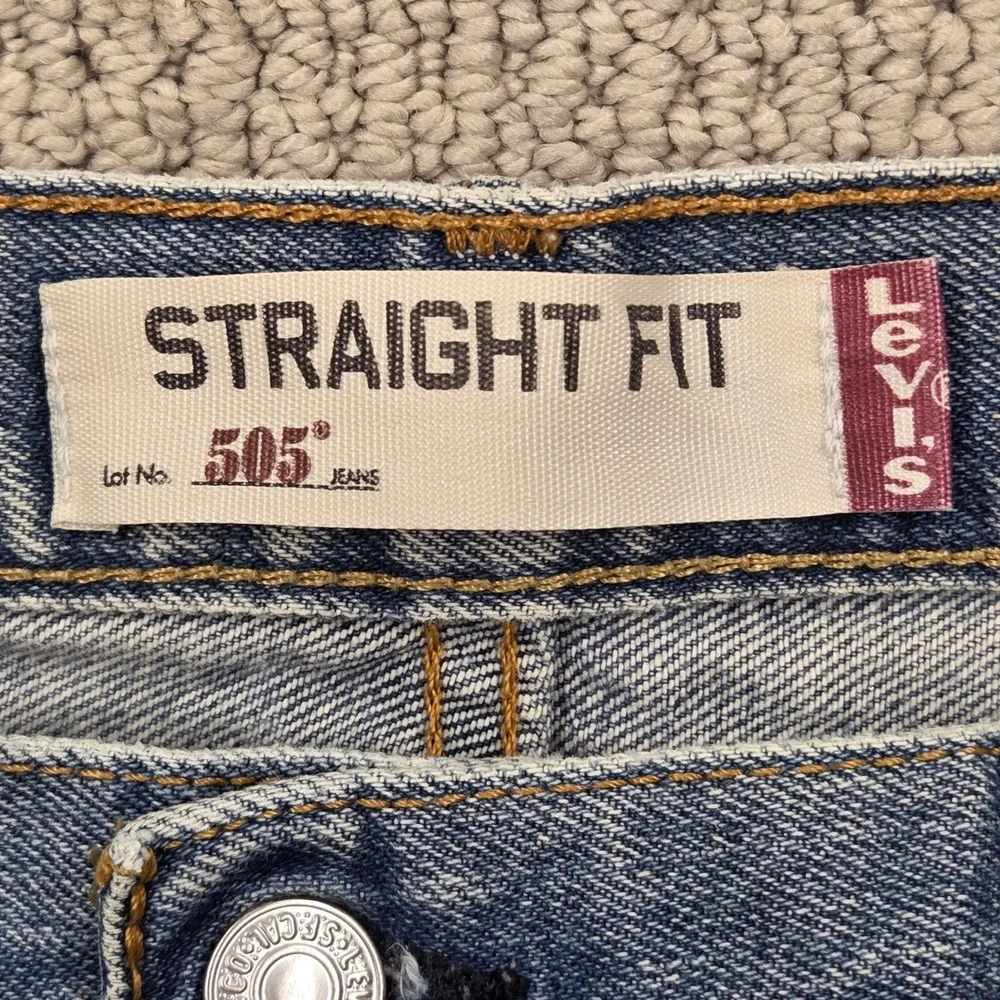 Levis 505 Straight Fit Mens Jeans 36x30 Medium Wash‎ Blue Denim 100% Cotton Y2K